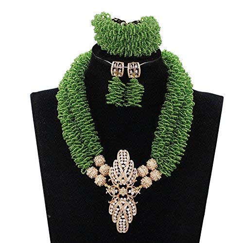 Africanbeads Nigerian Wedding Beads Crystal Nigerian Jewelry Set African Crystal Beads Necklace Set