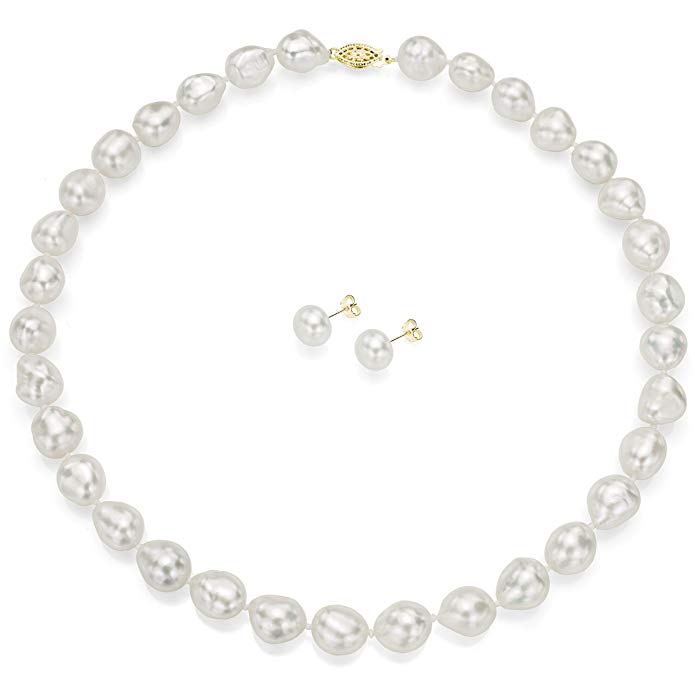 La Regis Jewelry 11-11.5mm White Baroque Freshwater Cultured Pearl Necklace 18