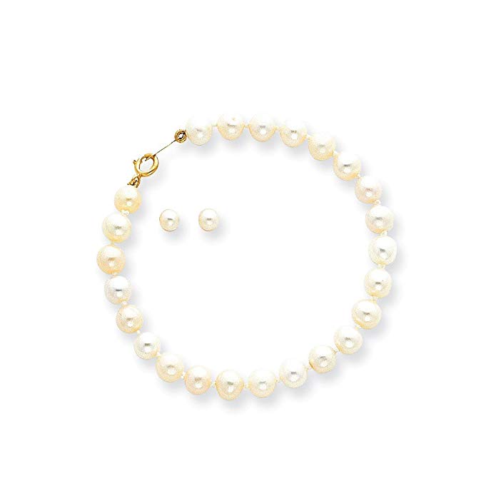 14k Yellow Gold Baby Freshwater Cultured Pearl Set - 5.5