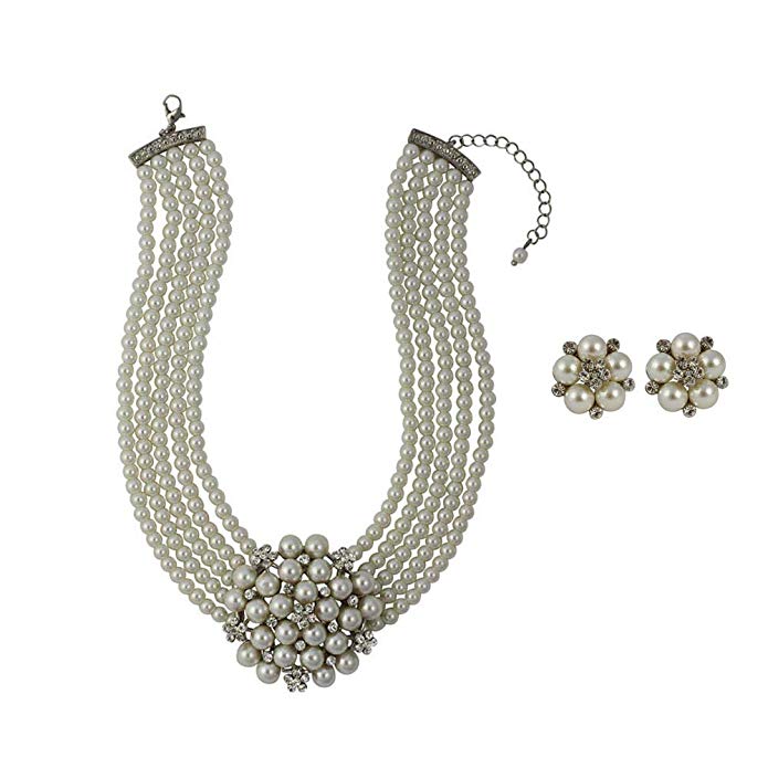 Audrey Necklace & Audrey Pearl Stud Earring with Gift Box