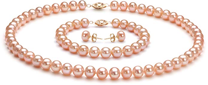 Pink 7-8mm AA Quality Freshwater Cultured Pearl Set