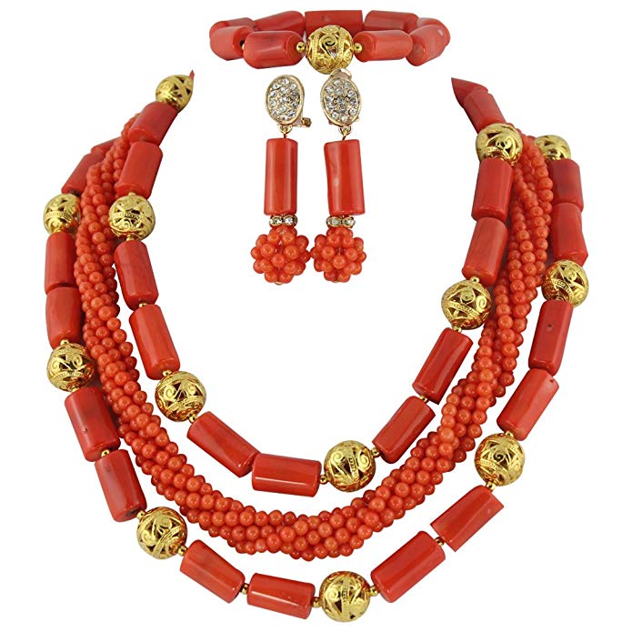 Ellenjewelry African Beads Jewelry Sets African Coral Beads Jewelry Sets (C-1401)