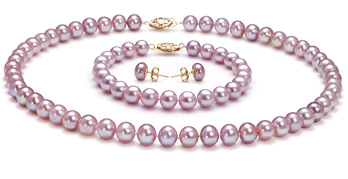 Lavender 7-8mm AA Quality Freshwater Cultured Pearl Set