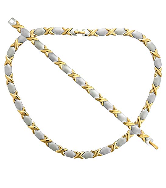 Necklace and Bracelet XOXO Two Tone Ladies Jewelry Set Necklace 17.5