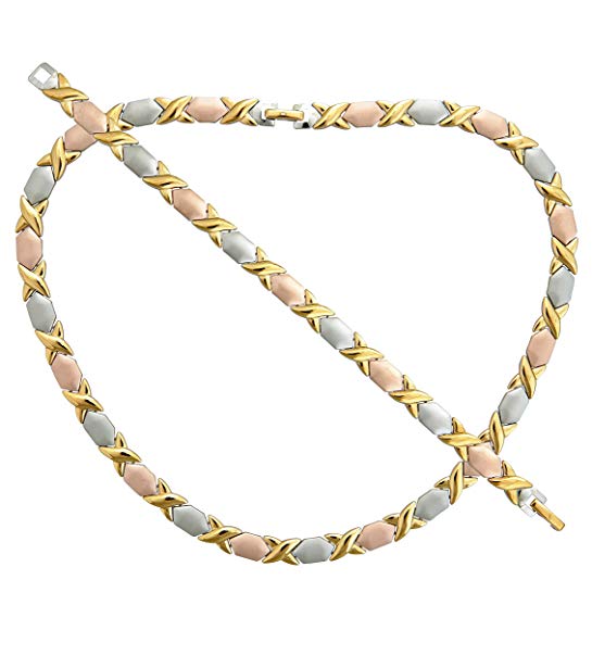 Necklace & Bracelet XOXO Jewelry Set Tri Tone. Necklace 17.5