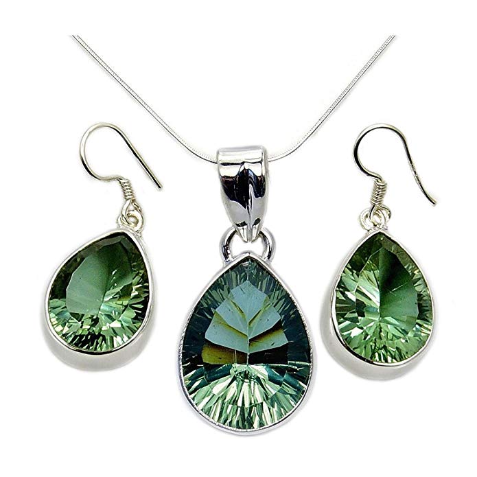 Incredible Sterling Silver Lab Created Color Change Alexandrite Pendant Necklace And Earrings Set