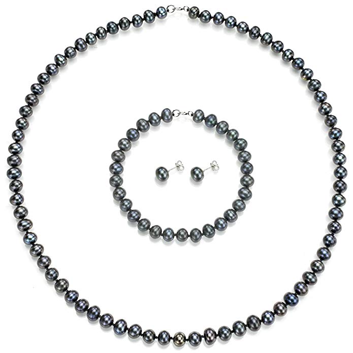 Sterling Silver Womens Jewelry Freshwater Cultured Pearl Necklace 18