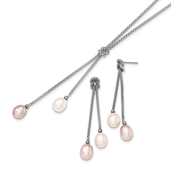 ICE CARATS 925 Sterling Silver Freshwater Cultured Pearl Knot 18 In. Chain Necklace Post Stud Earrings Set Drop Dangle Bracelet Fine Jewelry Ideal Gifts For Women Gift Set From Heart
