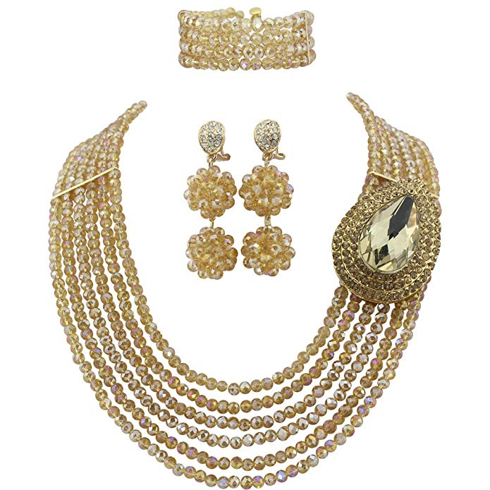 Ellenjewelry Gold African Beads Jewelry Sets Nigerian Wedding Jewelry Sets(C-1198)
