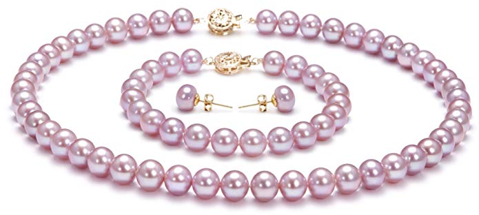 Lavender 7.5-8mm AAA Quality Freshwater Cultured Pearl Set