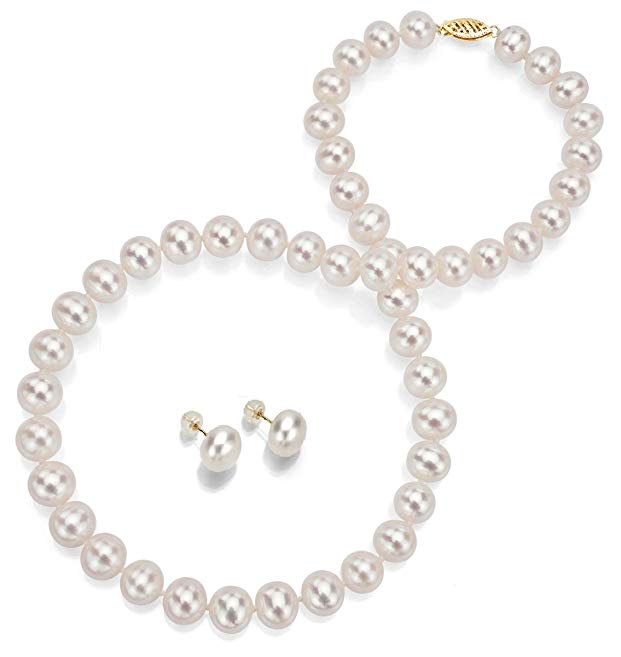 14k Yellow Gold 11-11.5mm White Freshwater Cultured Pearl Necklace 18