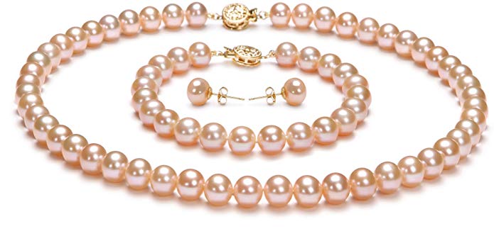 Pink 7-8mm AAA Quality Freshwater Cultured Pearl Set