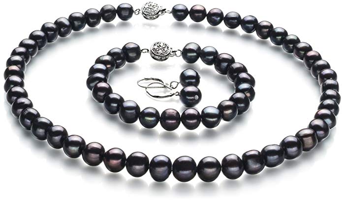 Kaitlyn Black 8-9mm A Quality Freshwater Cultured Pearl Set