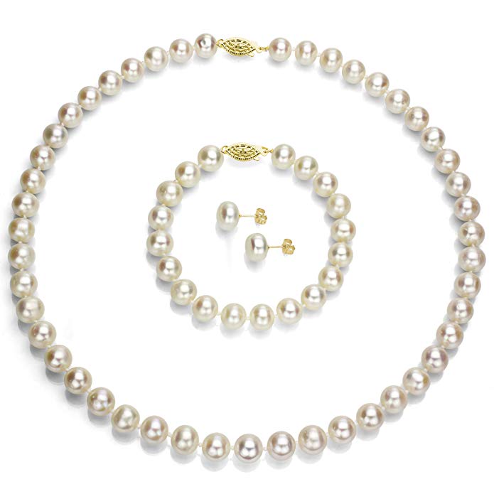 La Regis Jewelry 14k Yellow Gold White Freshwater Cultured Pearl ...